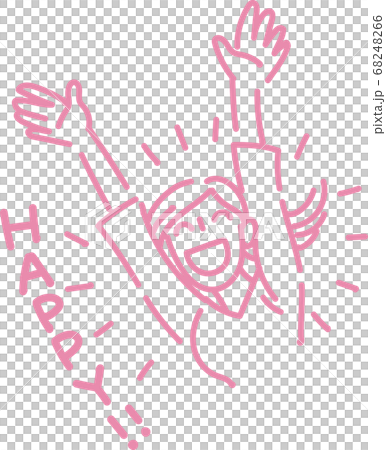 手繪風格簡單線條插圖的幸福的女人舉手 手繪風格簡單線條插圖的幸福的女人舉手 68248266