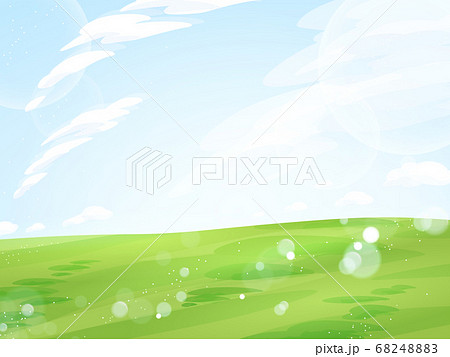 キラキラしたシンプルな草原と空の風景イラストのイラスト素材 64