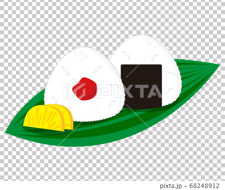 三角に握ったおにぎりのベクターイラスト　梅干しのおにぎり　梅 68248912