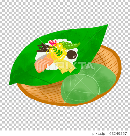 朴葉寿司 水彩風イラストのイラスト素材