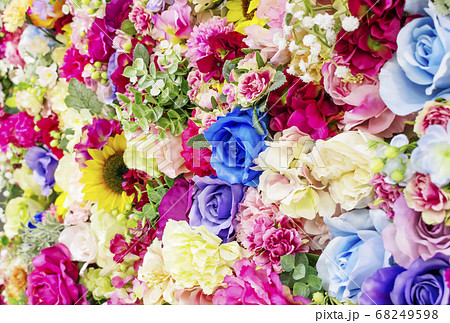 フラワーアレンジメント ボタニカルイメージ 花飾り 背景素材 イメージ素材 の写真素材