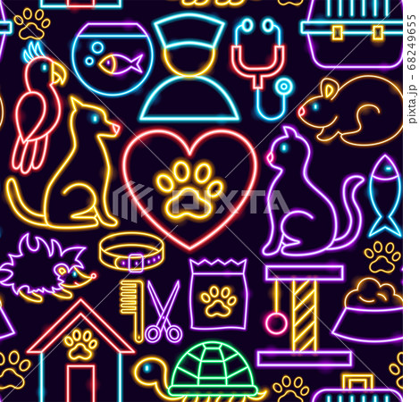 Pet Neon Seamless Pattern Pet Neon Seamless Pattern 68249655