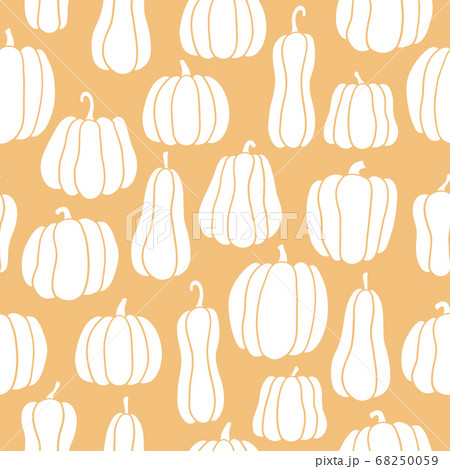 Pumpkin seamless pattern. White pumpkins of different shapes. Hand drawn vector illustration Pumpkin seamless pattern. White pumpkins of different shapes. Hand drawn vector illustration 68250059