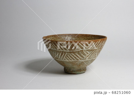 韓国人間国宝 安東五 三島刻象嵌茶碗 茶道具 骨董品の写真素材