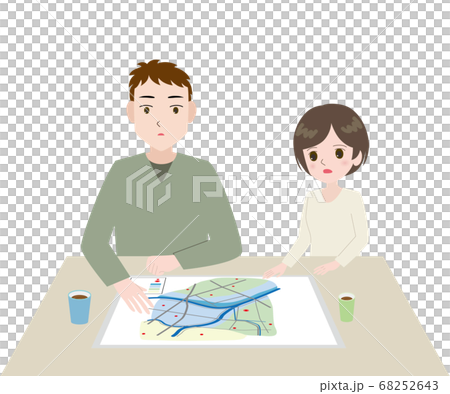 看危害圖的年輕男人和婦女的例證在桌上 看危害圖的年輕男人和婦女的例證在桌上 68252643