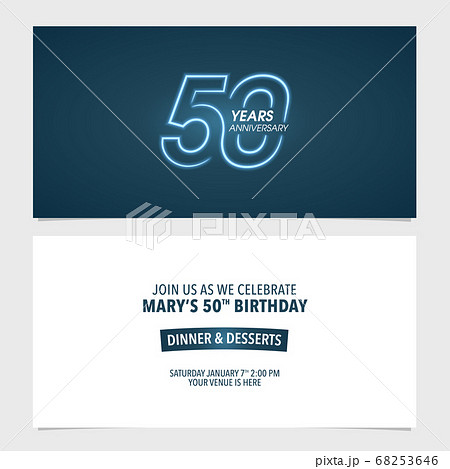 50 years anniversary invitation vector illustration. Template design element for 50th birthday 68253646
