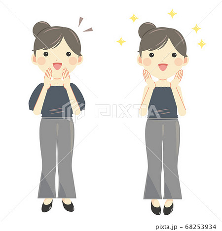 肌がきれいな女性 全身 夏服 半袖 キャミソール のイラスト素材