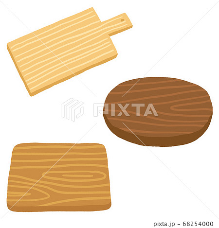 木製のトレーやお皿のセットのイラスト素材