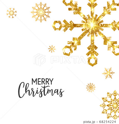 Christmas card with gold snowflakes and hand 68254224
