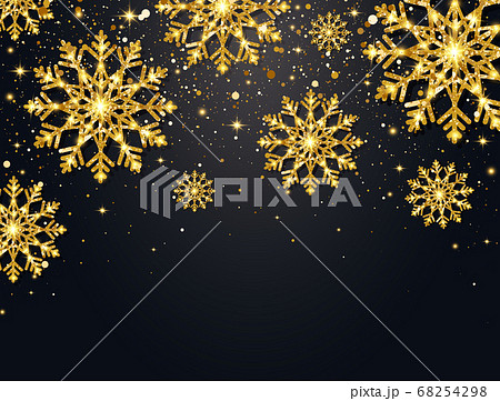Glitter snowflakes with falling particles on dark 68254298