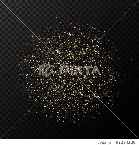Golden glitter explosion. Bright dust splash. Gold 68254320