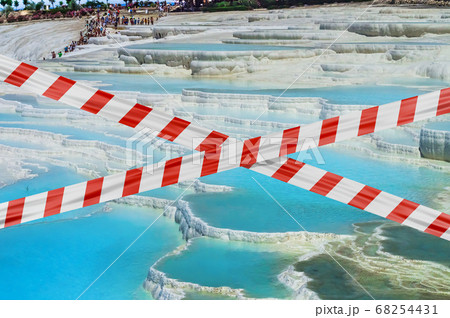 Protective tape and minerals in Pamukkale Protective tape and minerals in Pamukkale 68254431