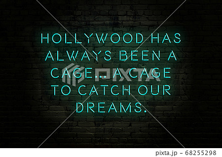 Wise quote. Neon inscription against brick wall 68255298