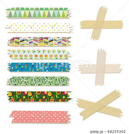 Masking tapes set with cute patterns, vector 68255302