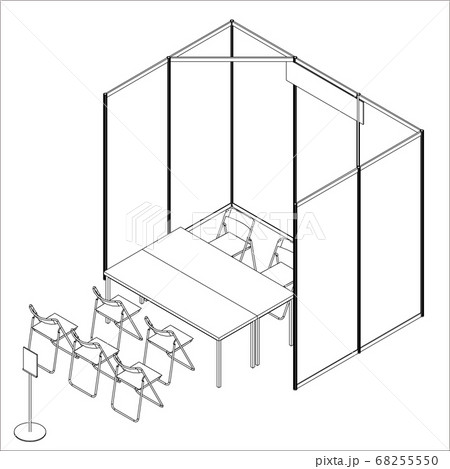 対面式イベント基礎小間ブースの線画 68255550