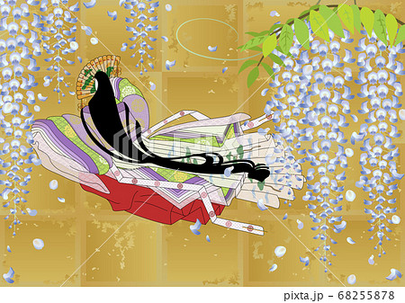 平安イメージイラスト-女房装束の女性 68255878