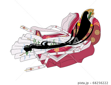 平安イメージイラスト 女房装束の女性のイラスト素材