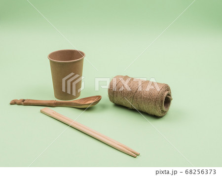 Household items made of ecological materials on a Household items made of ecological materials on a 68256373