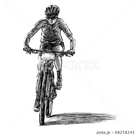 Drawn bicyclist rider man sketch bicycle Vector Image