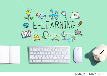 E-Learning with a computer keyboard 68259250