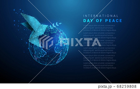 Abstract paper origami bird with olive branch and planet earth 68259808