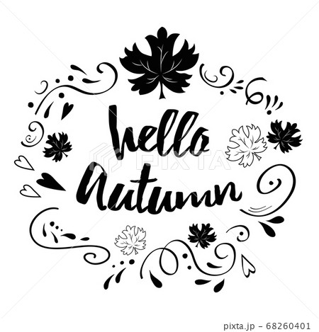 Typographic banner with phrase Hello Autumn in 68260401