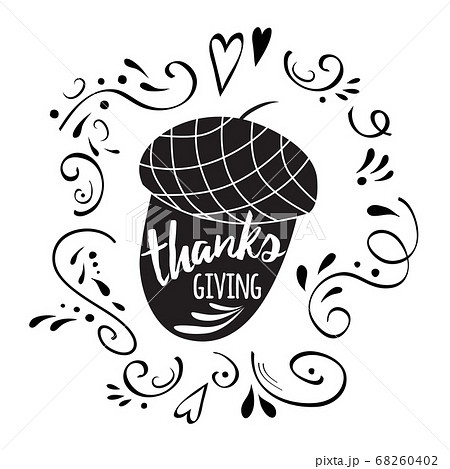 Acorns print Thanks Giving in black style. Vector Acorns print Thanks Giving in black style. Vector 68260402