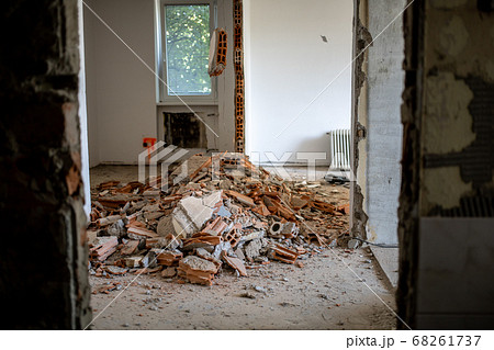 Old apartment renovation dismantling process can be background 68261737