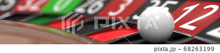 12 twelve red on casino roulette wheel, close-up. 3D rendering 68263199