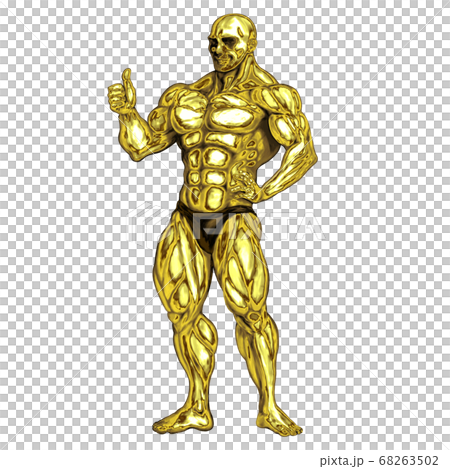 一個男人有著金色男子氣概的身體正在豎起大拇指(變色版) 一個男人有著金色男子氣概的身體正在豎起大拇指(變色版) 68263502