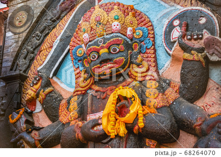 Six Armed Mahakala or Kal Bhairav statue in Durbar Square Kathmandu,Nepal. 68264070