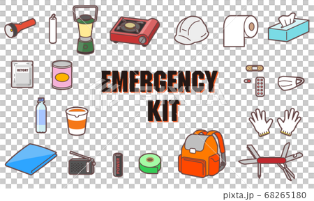 Illustration of disaster prevention goods such as masks Illustration of disaster prevention goods such as masks 68265180