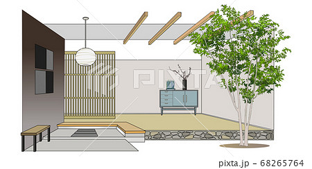 和風の玄関 内装のイラスト素材