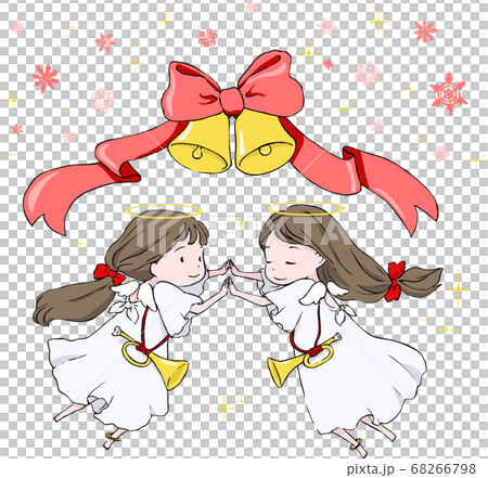 Christmas angels smiling with their hands together 68266798