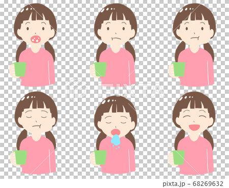 うがいをする女の子 線無し うがいをする女の子 線無し 68269632