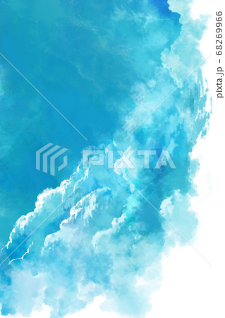 ターコイズブルーの夏空 積乱雲 入道雲 の壁紙 テクスチャのイラスト素材