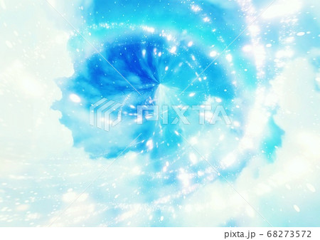 青い空に渦巻く光線と虹のイラスト素材 青い空に渦巻く光線と虹のイラスト素材