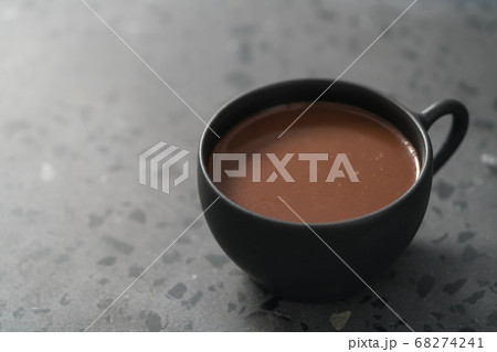 simple cup of hot cocoa drink on terrazzo background 68274241