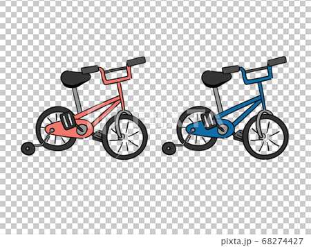 Illustration of a bicycle with auxiliary wheels 68274427