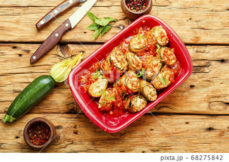 Zucchini rolls with cheese Zucchini rolls with cheese 68275842