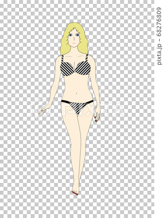 水着姿の白人女性のイラスト素材