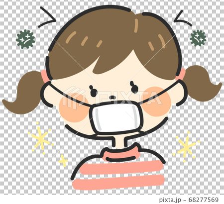 一個戴著口罩防止病毒的女孩 68277569