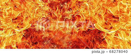 激しく燃える炎の背景のイラスト素材