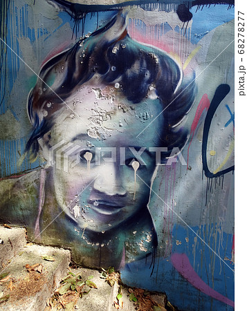 Murals, street-art, on the walls of Opatija's Lungo mare, Croatia, Europe Murals, street-art, on the walls of Opatija's Lungo mare, Croatia, Europe 68278277