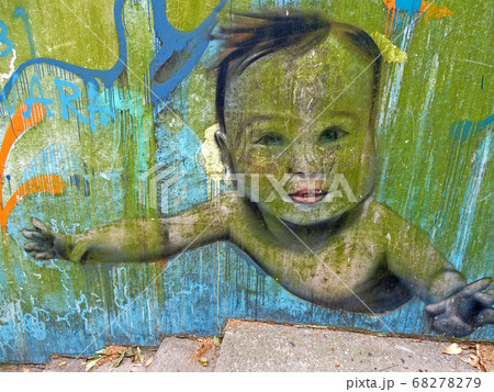 Murals, street-art, on the walls of Opatija's Lungo mare, Croatia, Europe 68278279