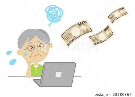 投資が失敗してお金が減った高齢者のイラストイメージ 投資が失敗してお金が減った高齢者のイラストイメージ 68280367
