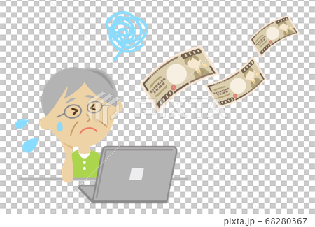 投資が失敗してお金が減った高齢者のイラストイメージ 投資が失敗してお金が減った高齢者のイラストイメージ 68280367