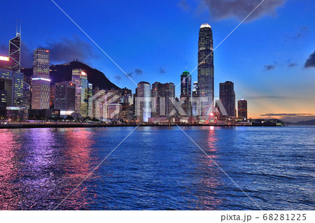 Central Waterfront Promenade at the twilight hong kong  68281225