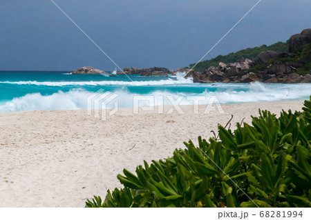 White sand beach and a seascape with waves some White sand beach and a seascape with waves some 68281994