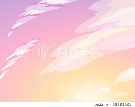 オレンジから紫の綺麗なグラデーションの夕焼け空 シンプルな背景イラストのイラスト素材 6635